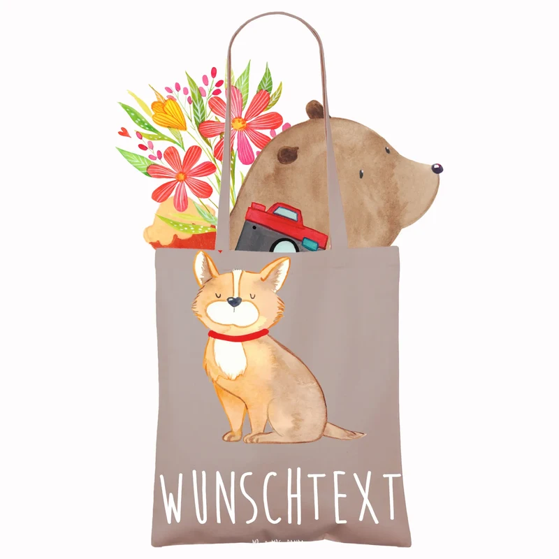 Personalisierte Foto Tragetasche Hund Glück
