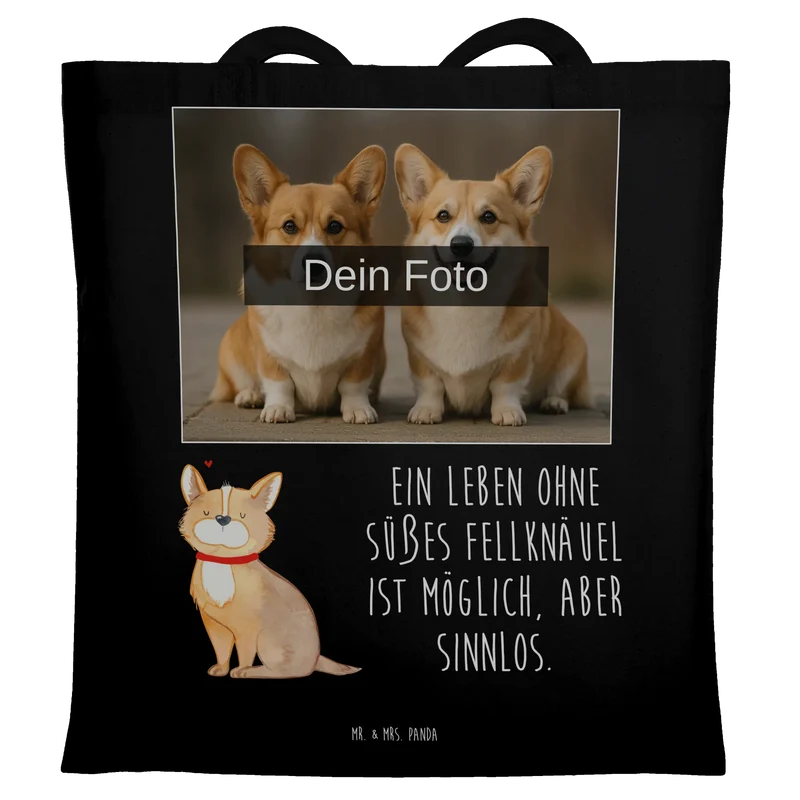 Personalisierte Foto Tragetasche Hund Glück