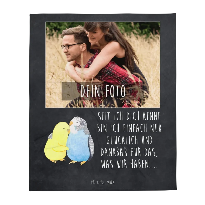 Personalisierte Foto Decke Wellensittich Liebe