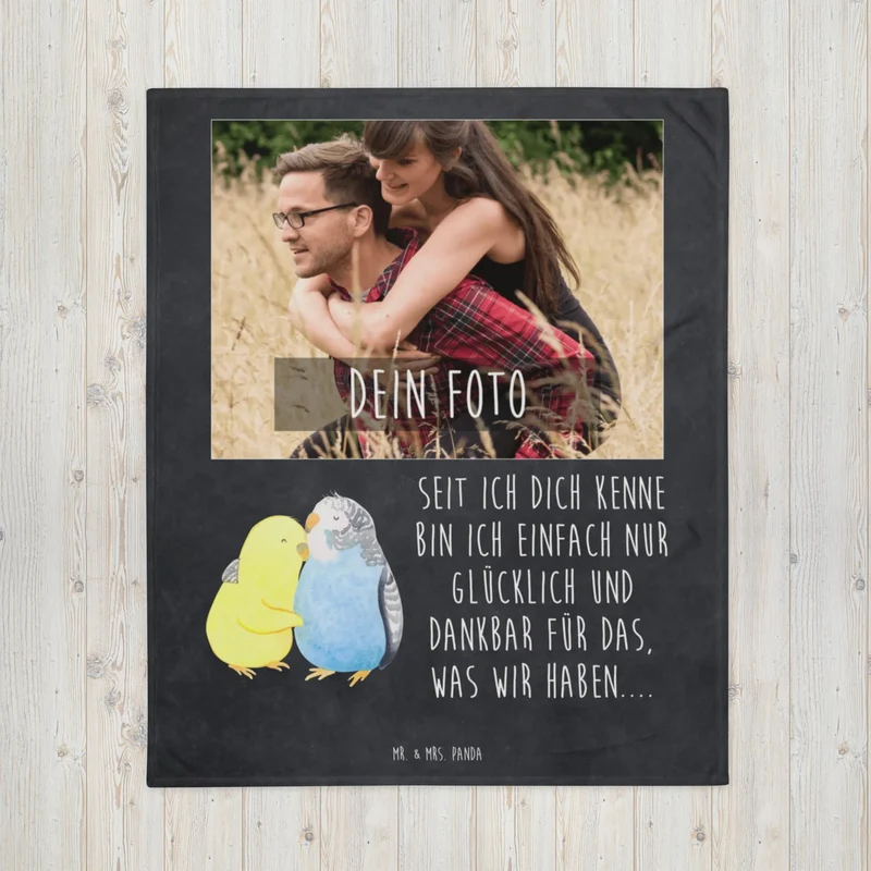 Personalisierte Foto Decke Wellensittich Liebe