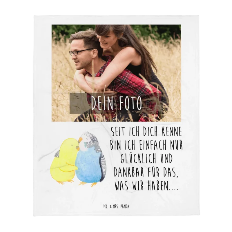 Personalisierte Foto Decke Wellensittich Liebe