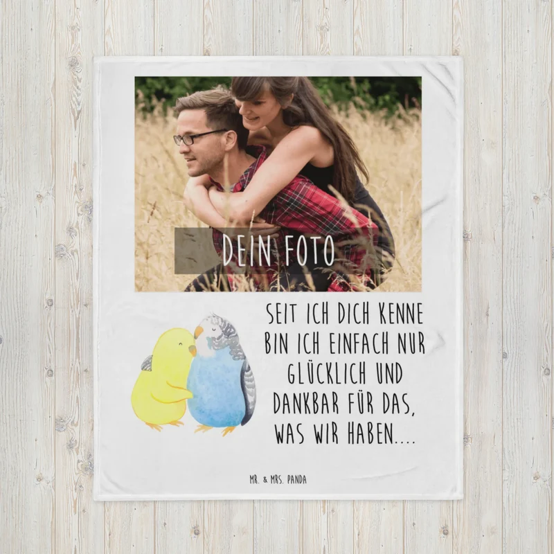 Personalisierte Foto Decke Wellensittich Liebe