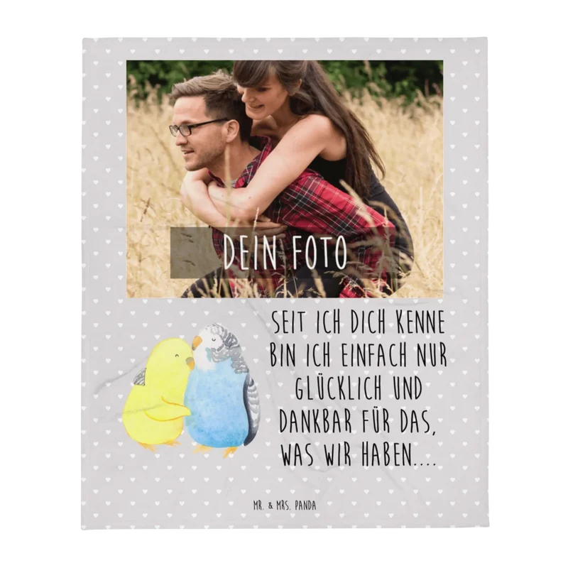 Personalisierte Foto Decke Wellensittich Liebe