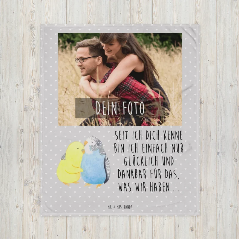 Personalisierte Foto Decke Wellensittich Liebe