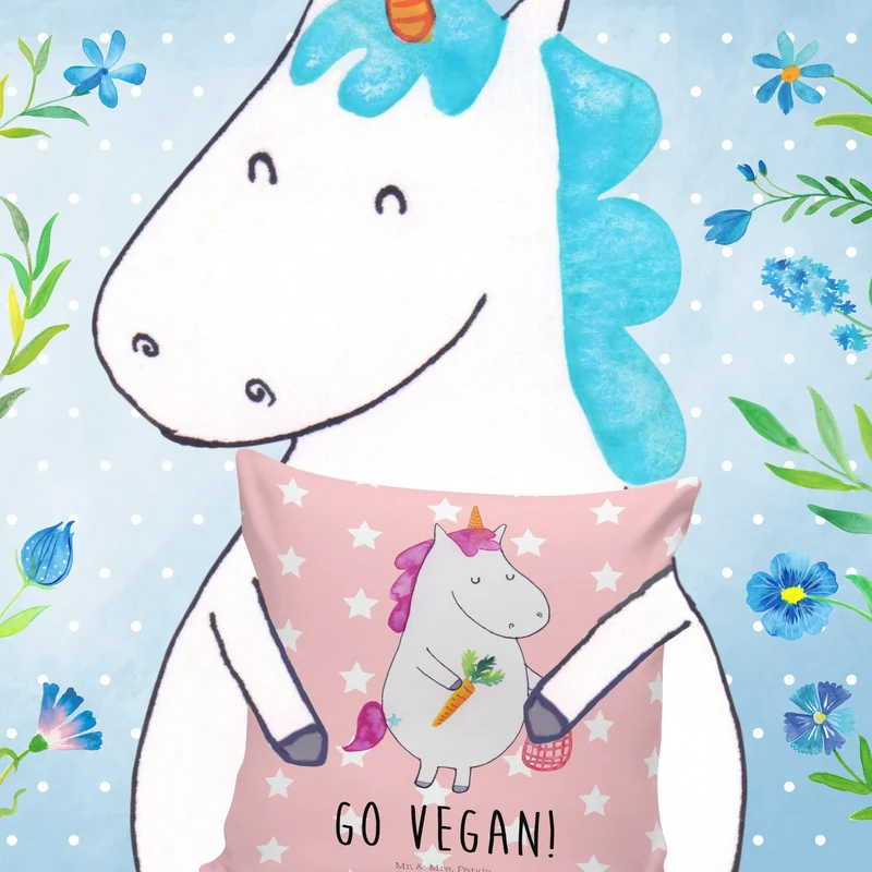 40x40 Kissen Einhorn Vegan
