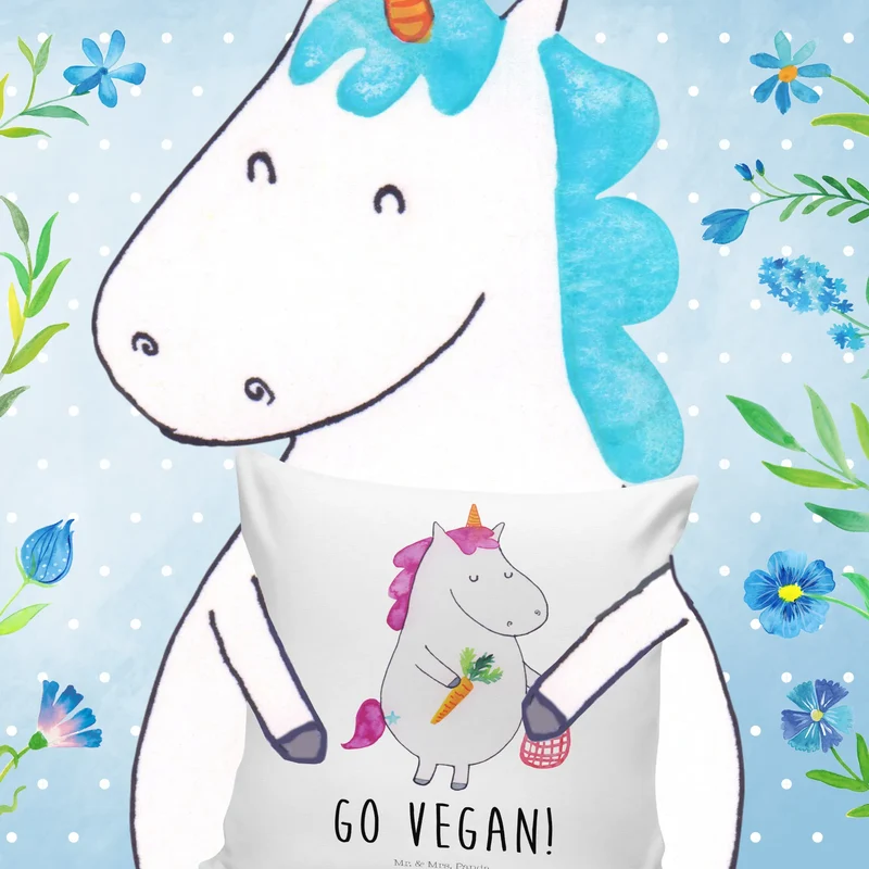 40x40 Kissen Einhorn Vegan
