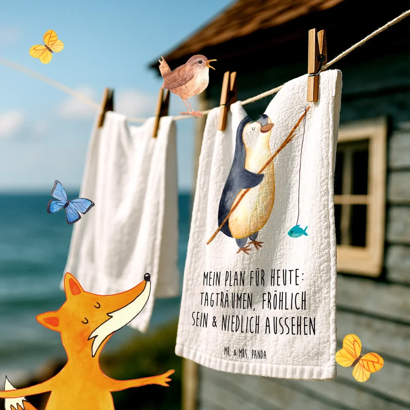 Gästehandtuch Pinguin Angler