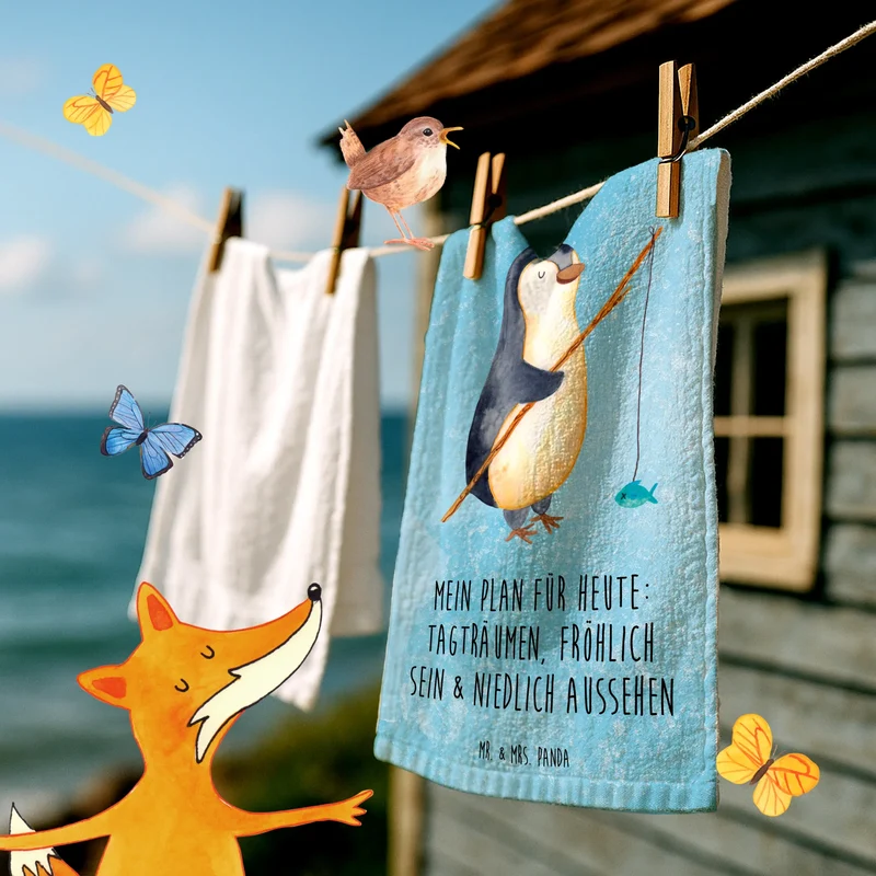Gästehandtuch Pinguin Angler