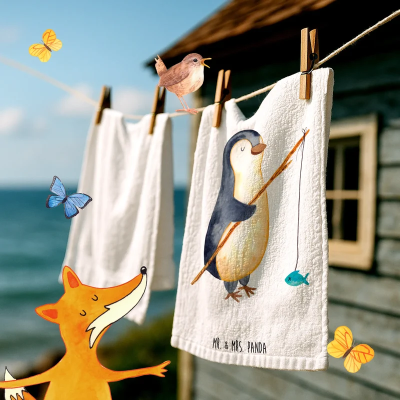 Gästehandtuch Pinguin Angler