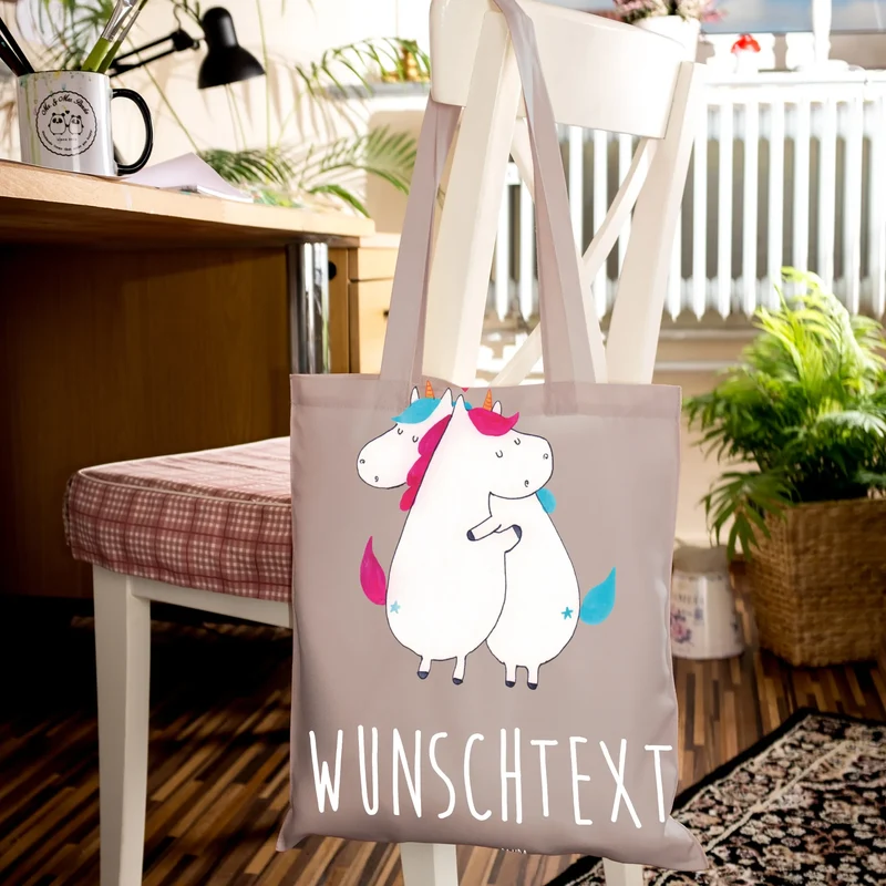 Personalisierte Foto Tragetasche Einhorn Mitteilung