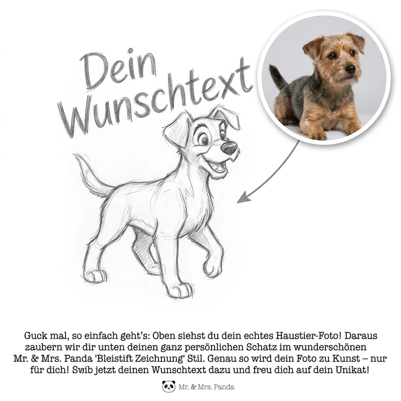 Personalisiertes Formkissen Haustier im Stil einer Bleistift Zeichnung