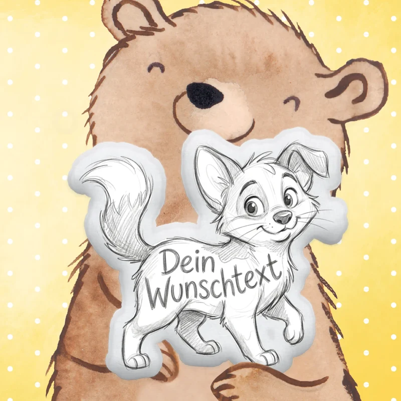 Personalisiertes Formkissen Haustier im Stil einer Bleistift Zeichnung