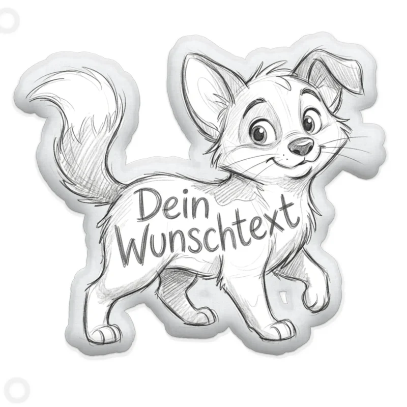 Personalisiertes Formkissen Haustier im Stil einer Bleistift Zeichnung
