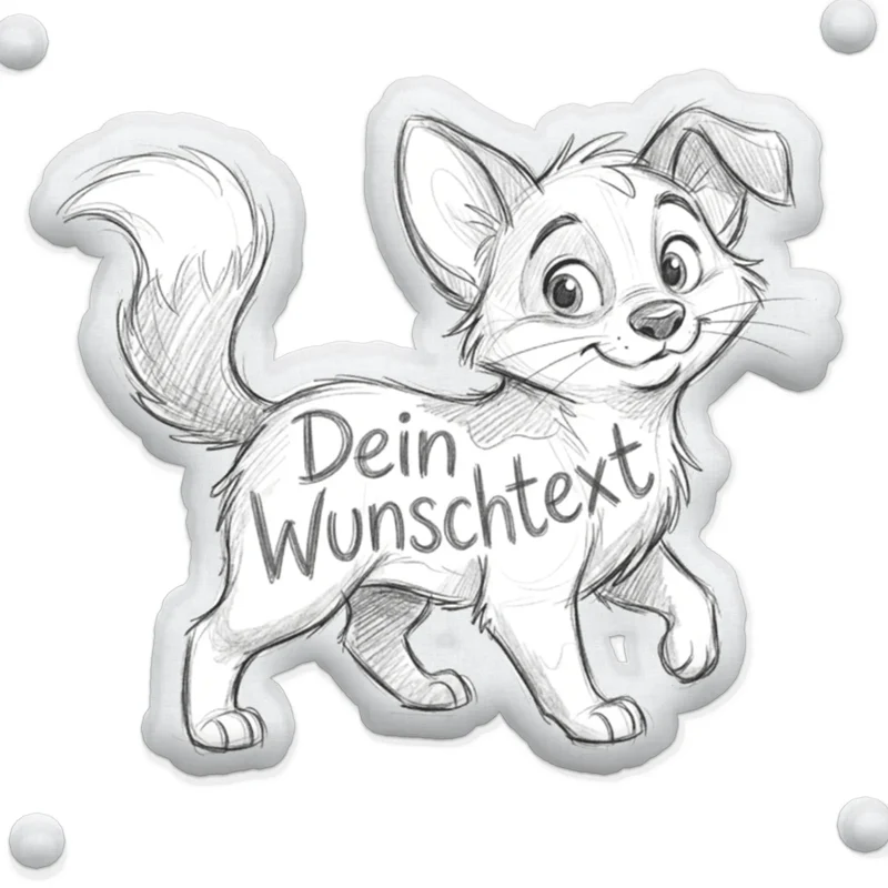 Personalisiertes Formkissen Haustier im Stil einer Bleistift Zeichnung