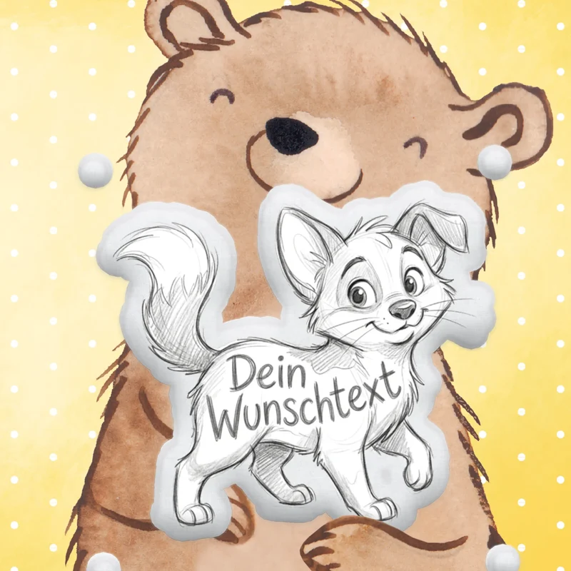 Personalisiertes Formkissen Haustier im Stil einer Bleistift Zeichnung