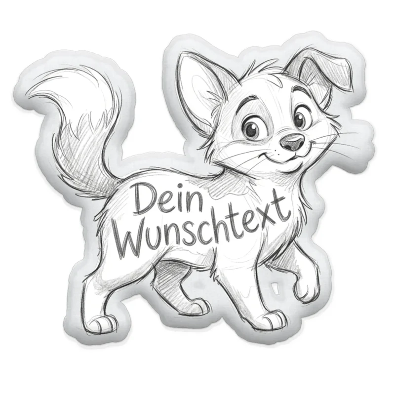 Personalisiertes Formkissen Haustier im Stil einer Bleistift Zeichnung