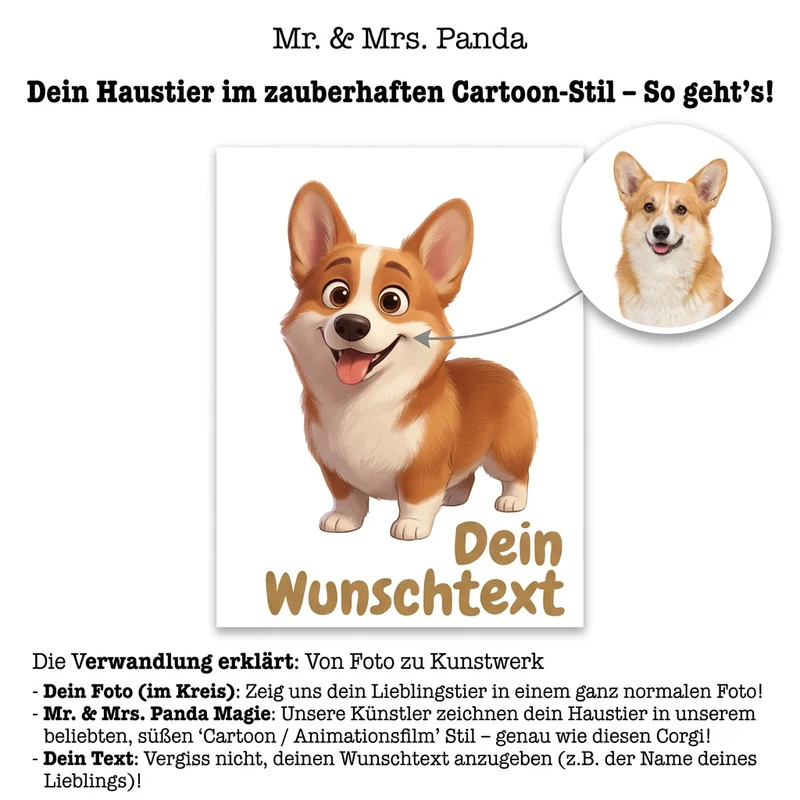 Personalisiertes Formkissen Haustier im Cartoon & Animationsfilm Stil