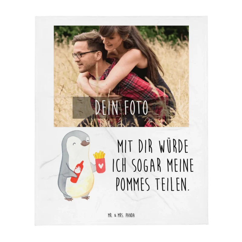 Personalisierte Foto Decke Pinguin Pommes