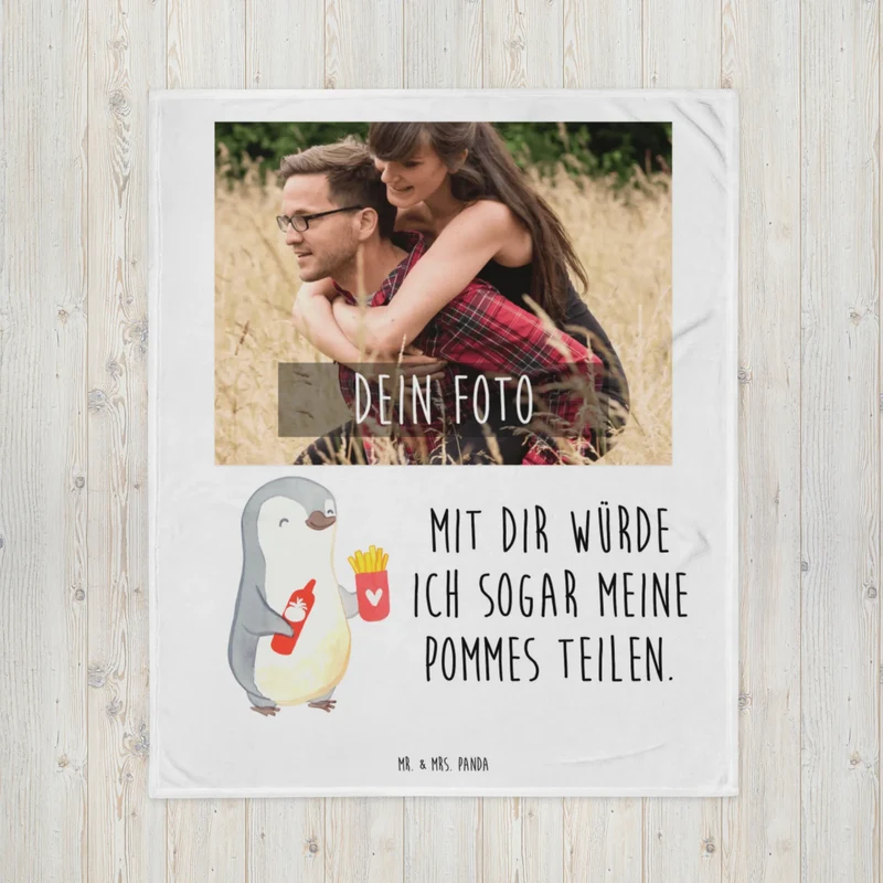 Personalisierte Foto Decke Pinguin Pommes