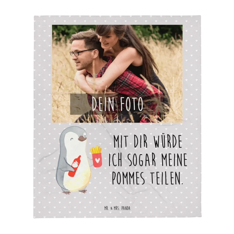 Personalisierte Foto Decke Pinguin Pommes