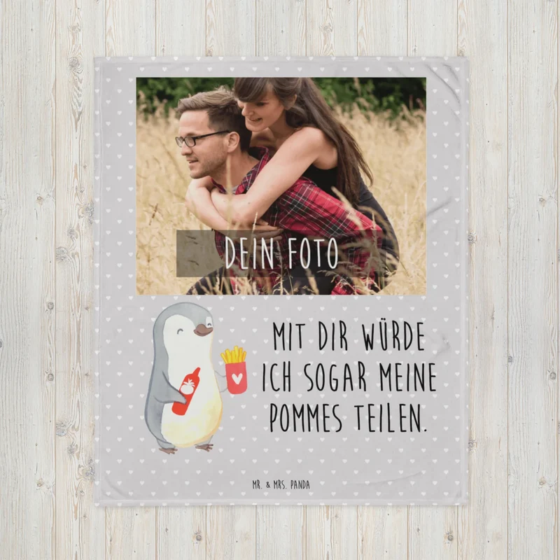 Personalisierte Foto Decke Pinguin Pommes