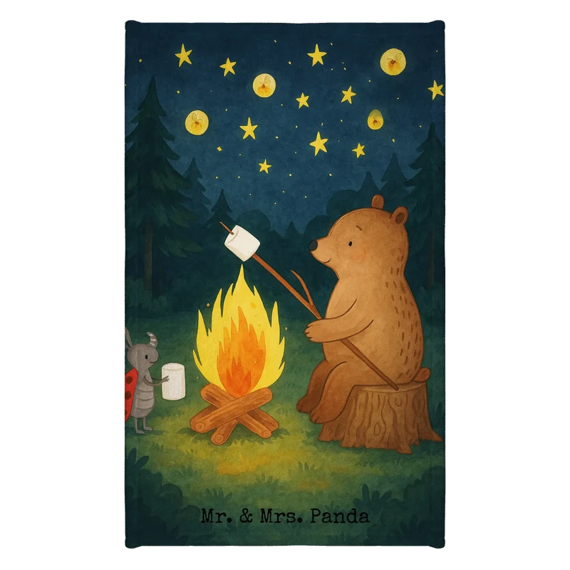 Gästehandtuch Bär & Marienkäfer Lagerfeuer Design