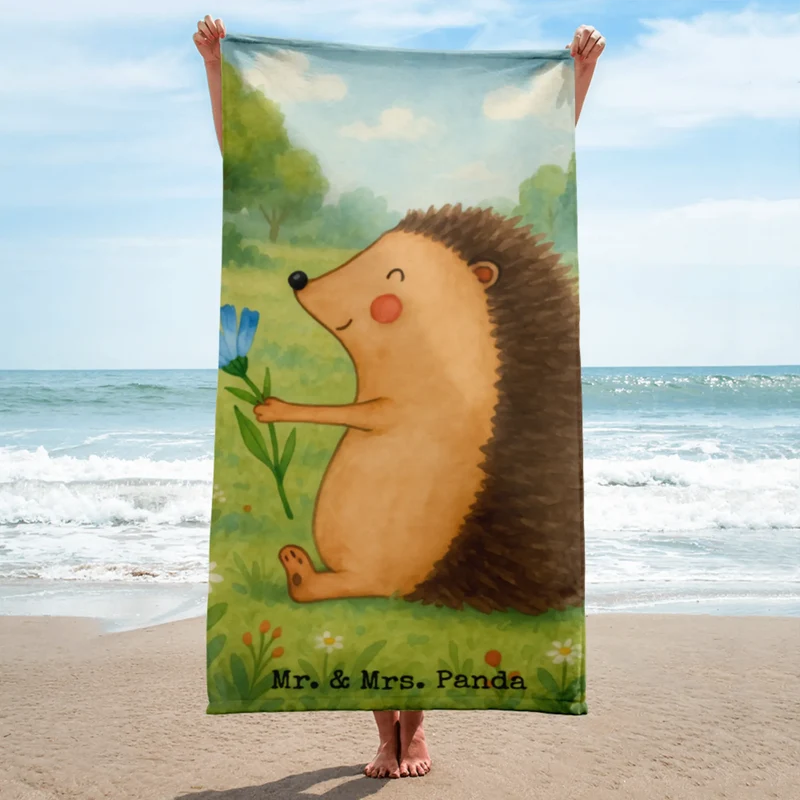 XL Badehandtuch Igel Blumen Design