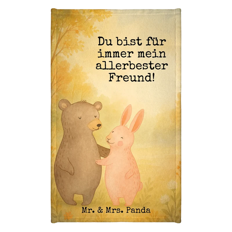 Gästehandtuch Bär und Hase Umarmen Design