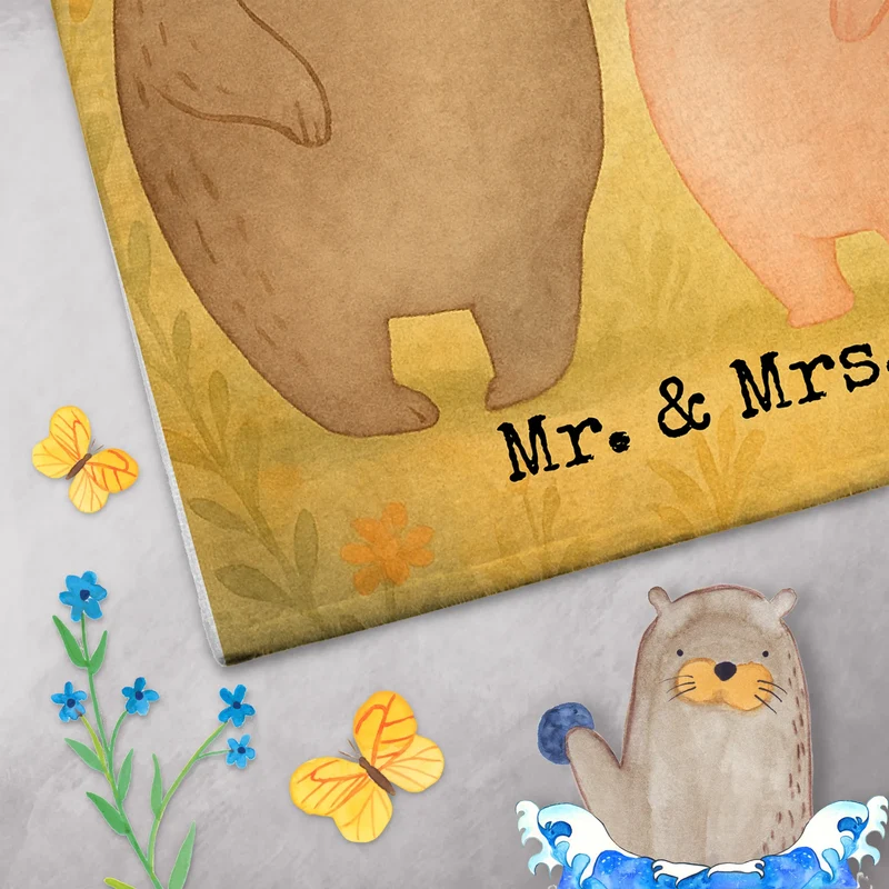 Gästehandtuch Bär und Hase Umarmen Design