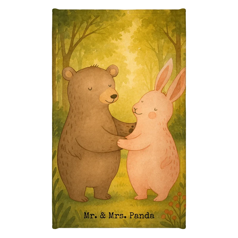 Gästehandtuch Bär und Hase Umarmen Design
