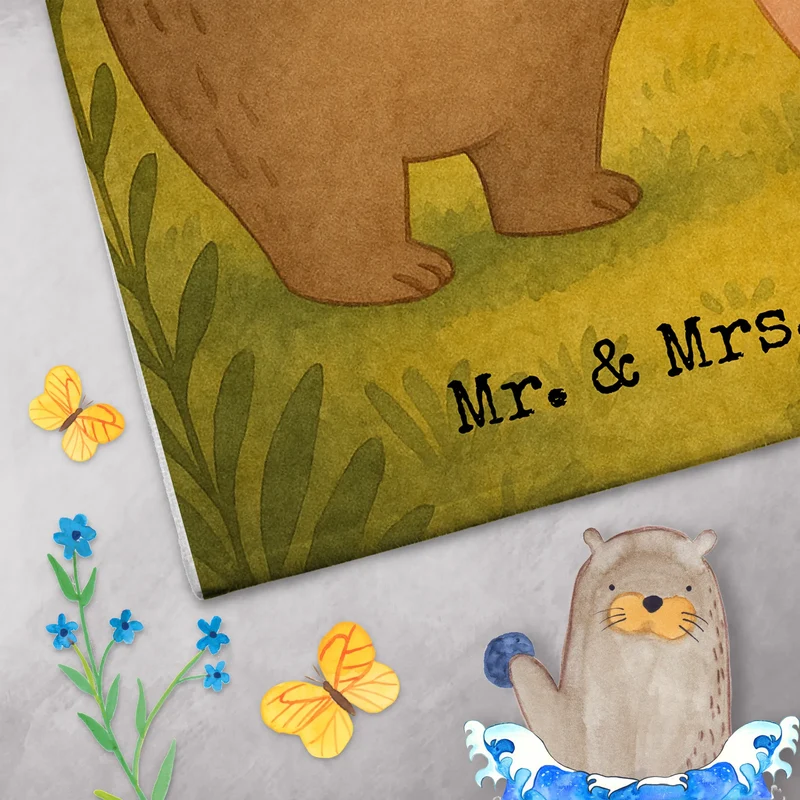 Gästehandtuch Bär und Hase Umarmen Design