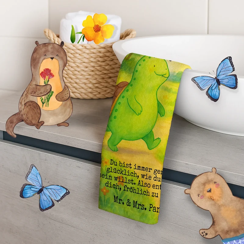 Gästehandtuch Schildkröte Pfeifen Design