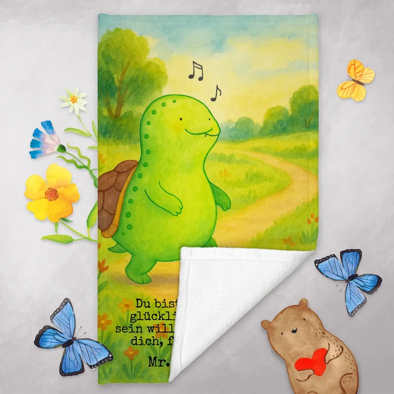 Gästehandtuch Schildkröte Pfeifen Design