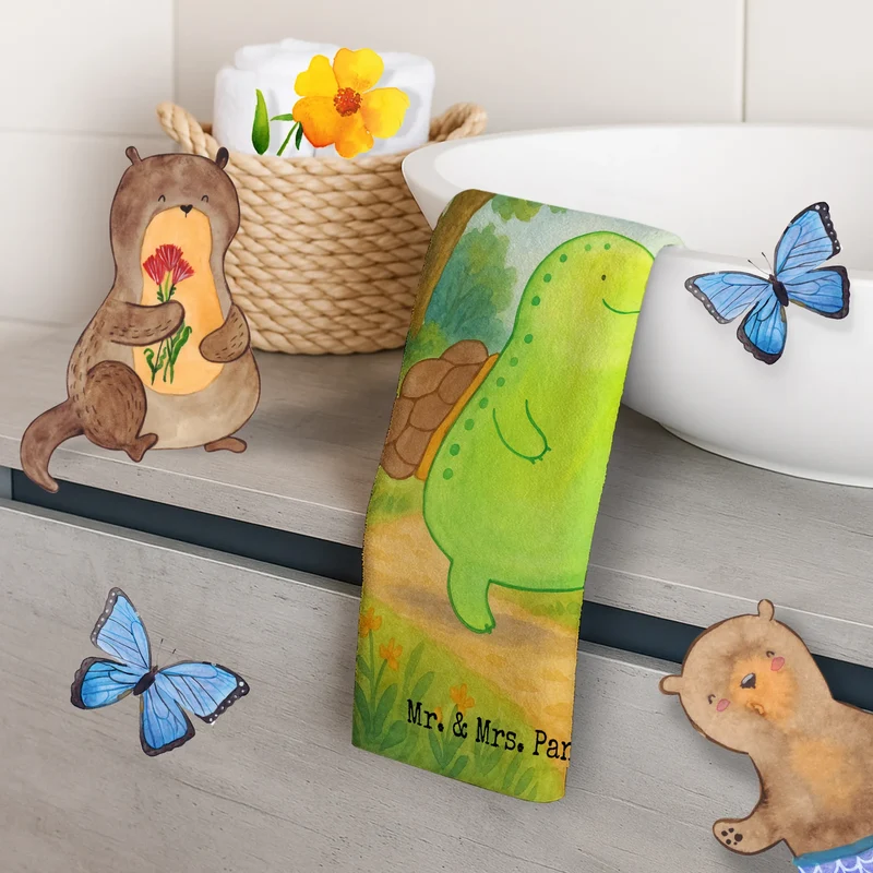 Gästehandtuch Schildkröte Pfeifen Design
