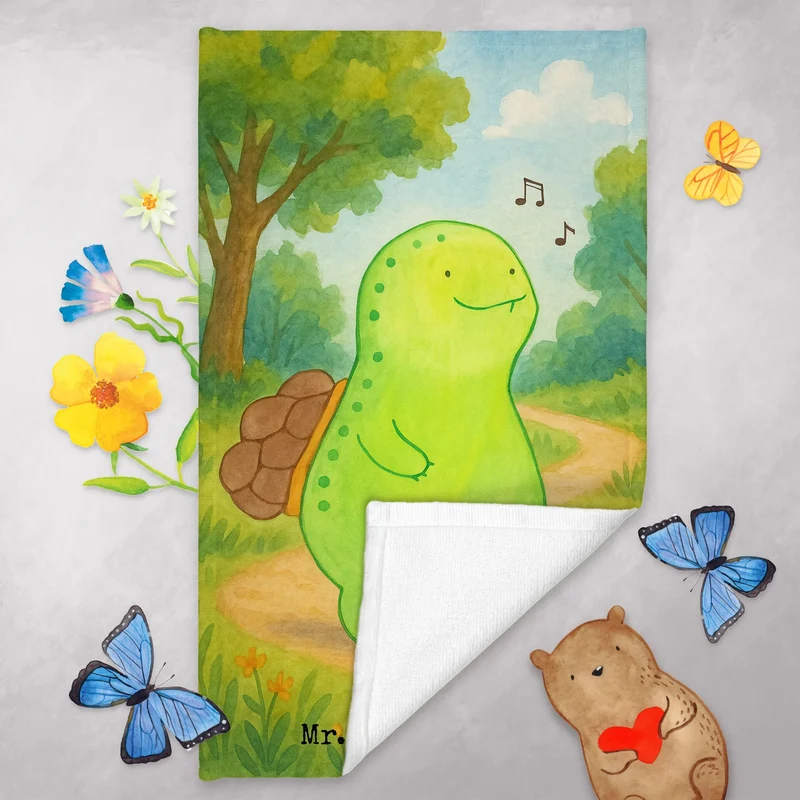 Gästehandtuch Schildkröte Pfeifen Design