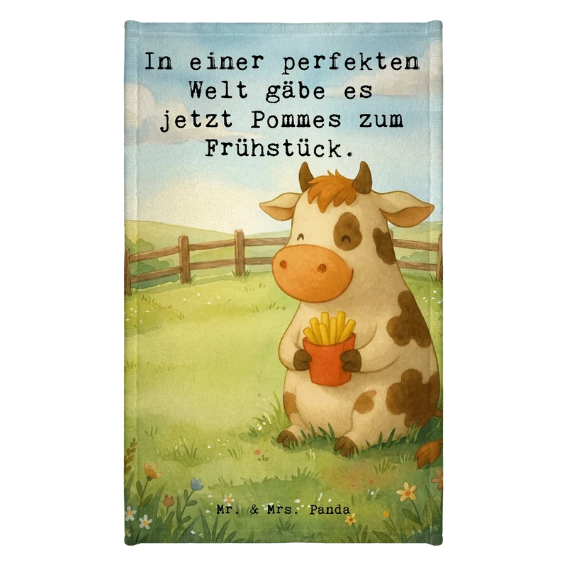 Gästehandtuch Kuh Pommes Design