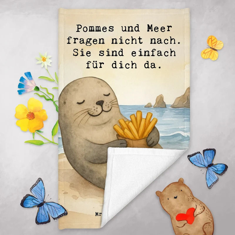 Gästehandtuch Robbe Pommes Design