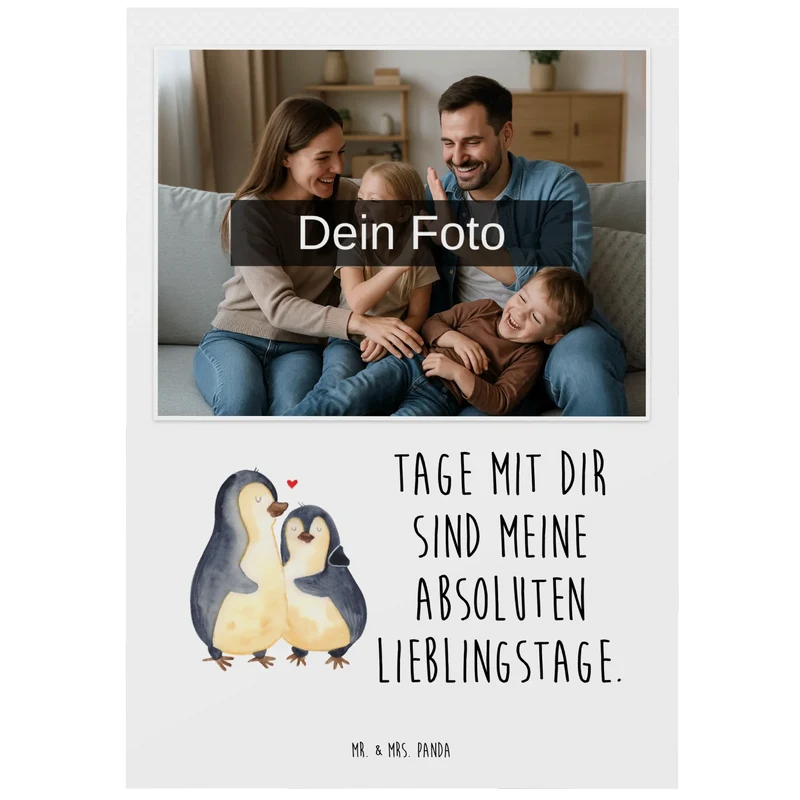 Personalisierte Foto Postkarte Pinguin umarmen