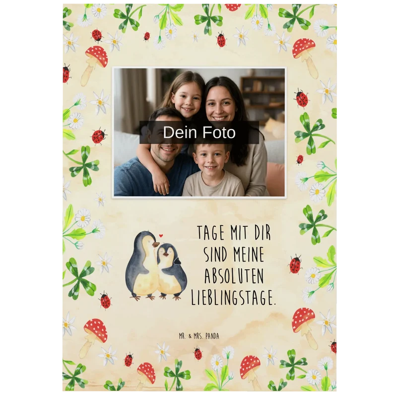 Personalisierte Foto Postkarte Pinguin umarmen