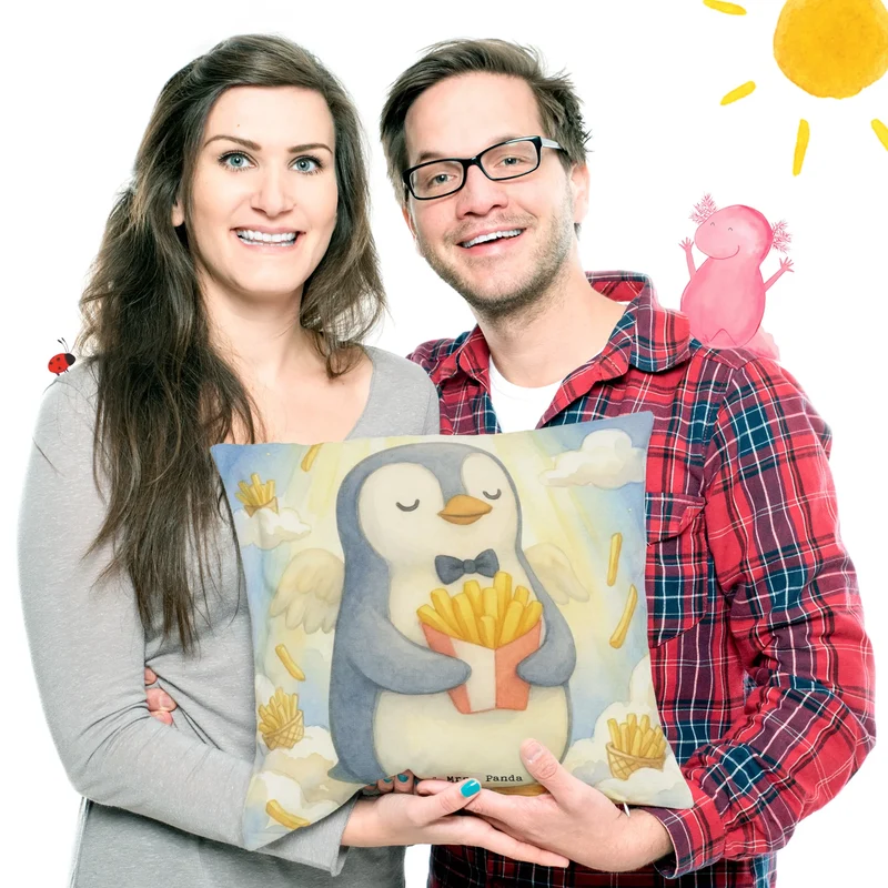 40x40 Kissen Pinguin Engel Pommes Design