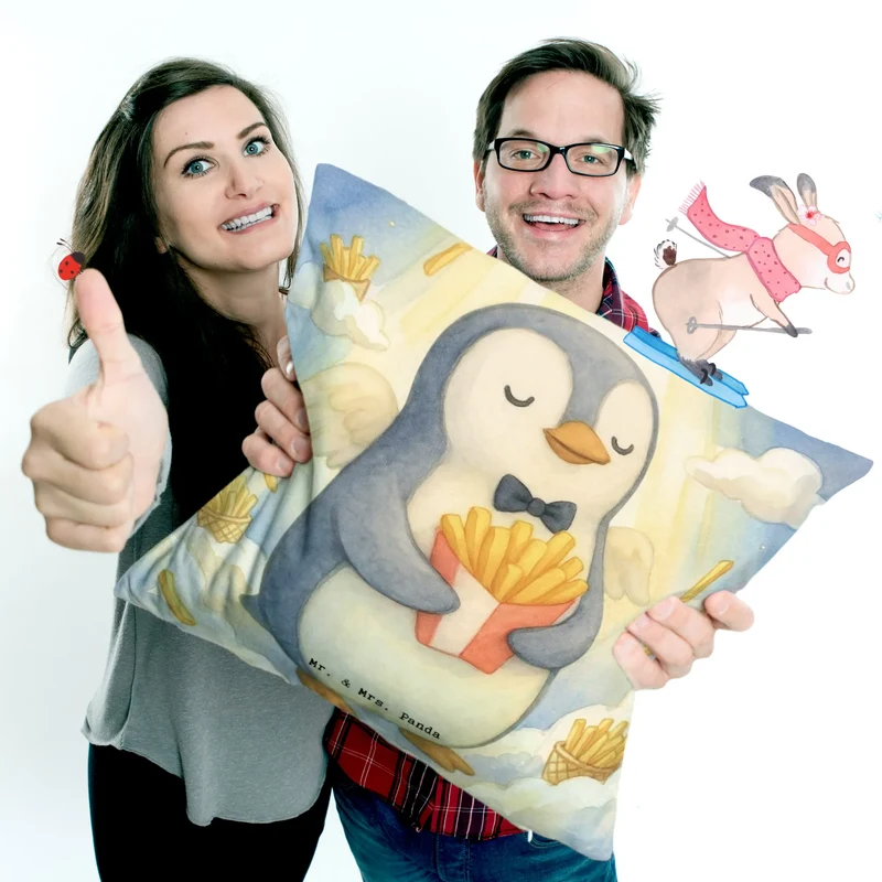 40x40 Kissen Pinguin Engel Pommes Design