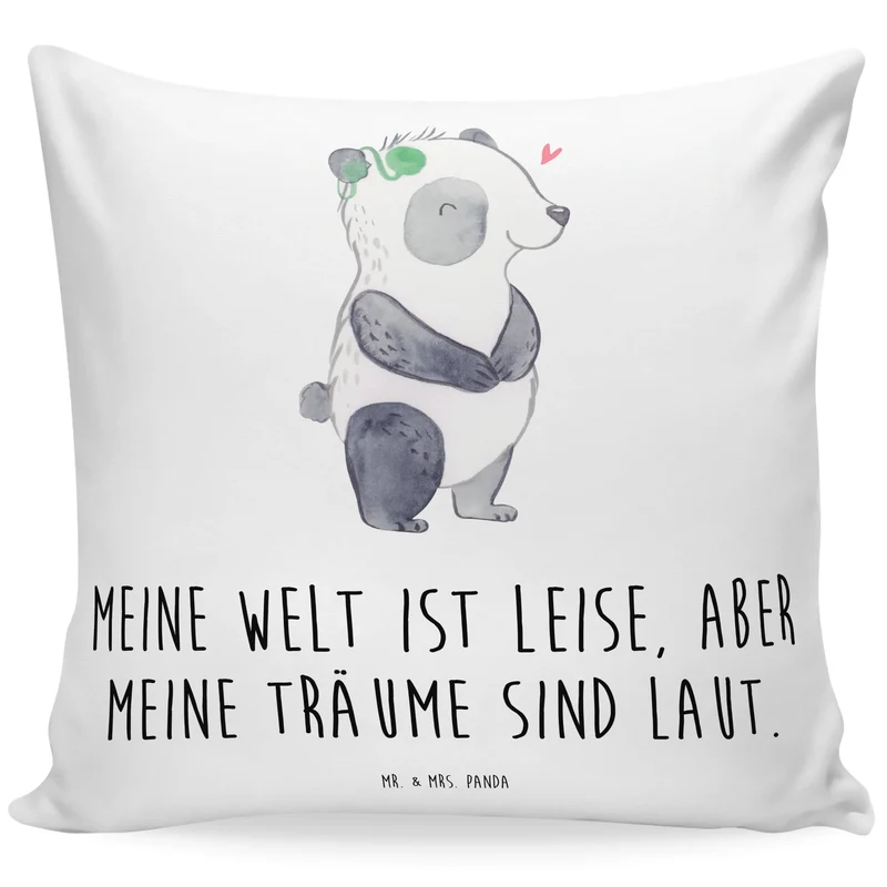 40x40 Kissen Panda Gehörlos