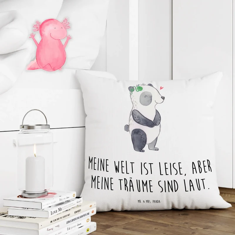 40x40 Kissen Panda Gehörlos