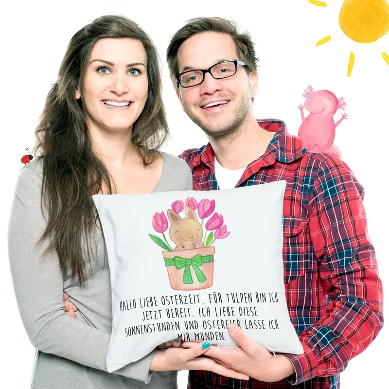 40x40 Kissen Hase Tulpen