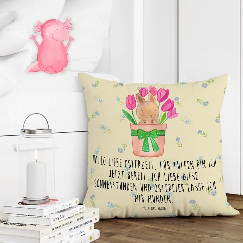 40x40 Kissen Hase Tulpen