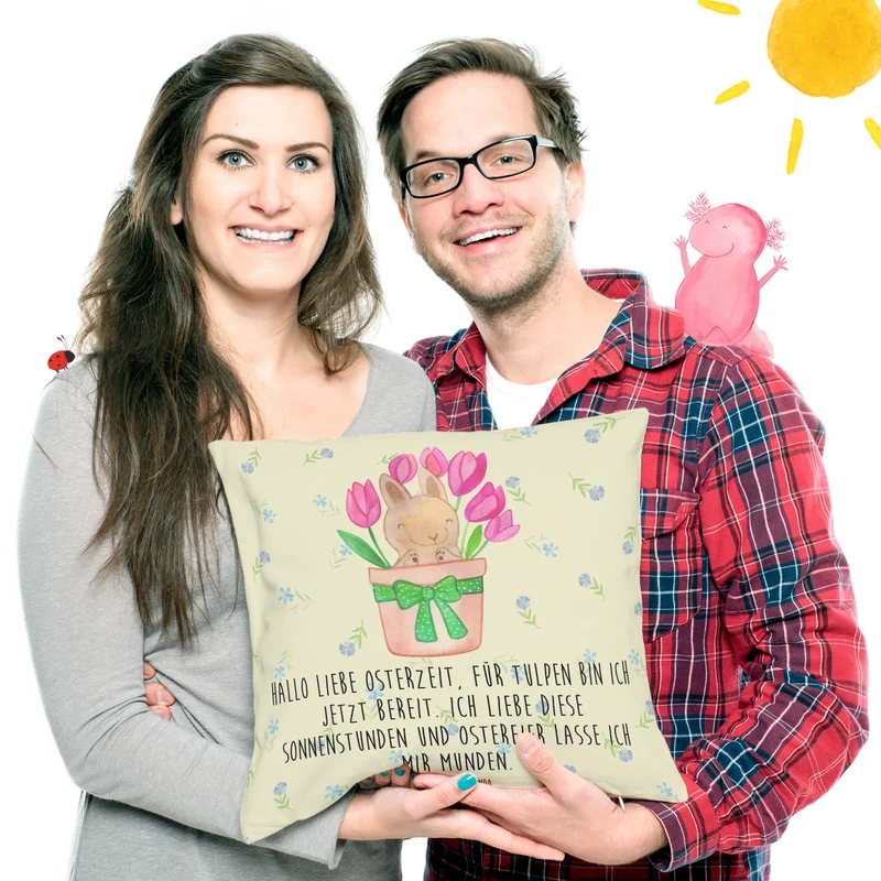 40x40 Kissen Hase Tulpen