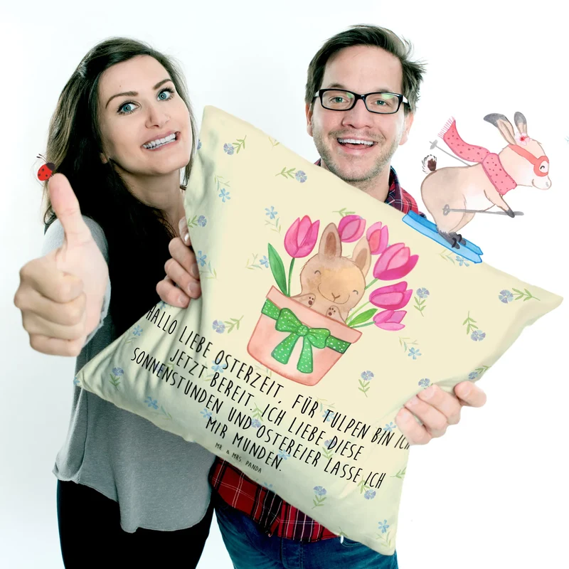 40x40 Kissen Hase Tulpen