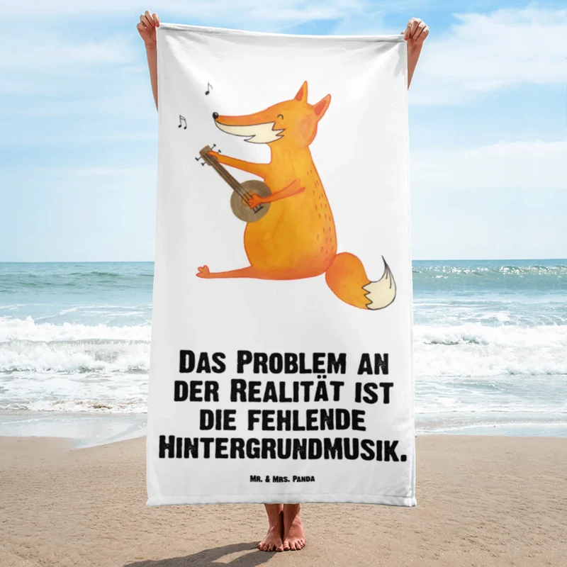 XL Badehandtuch Fuchs Gitarre