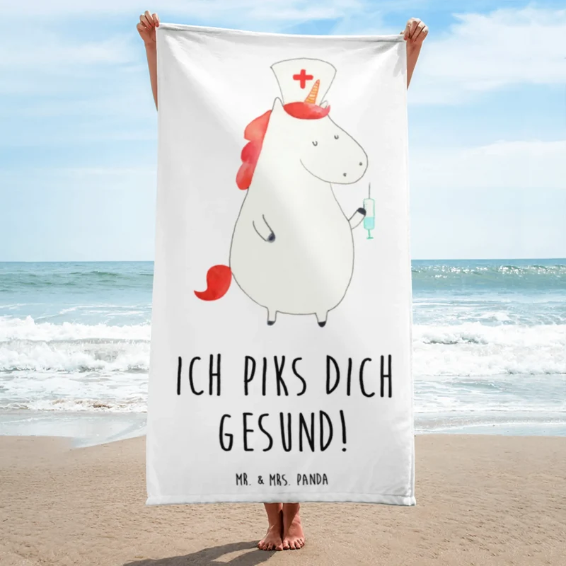 XL Badehandtuch Einhorn Krankenschwester