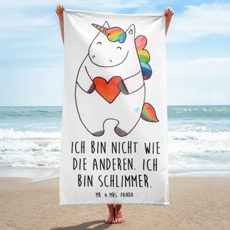 XL Badehandtuch Einhorn Herz